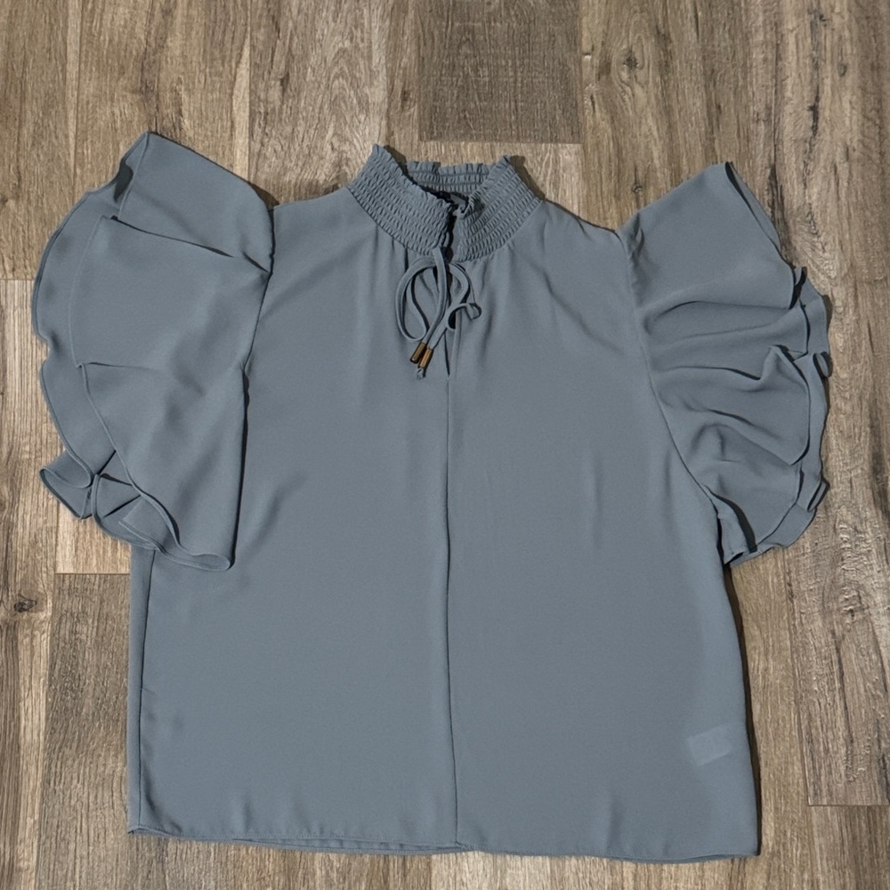 TAHARI Elegant Gray/Blue Women's Top Size M
